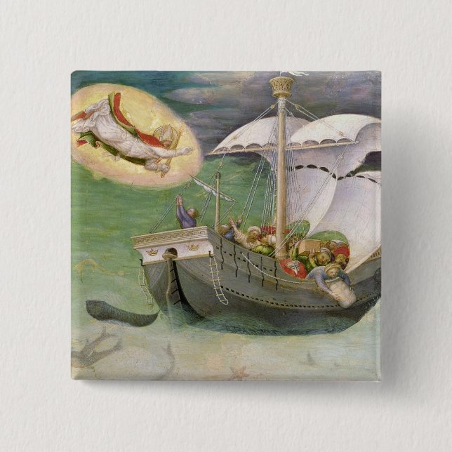 St. Nicholas Saves a Ship from Wreckage 15 Cm Square Badge (Front)