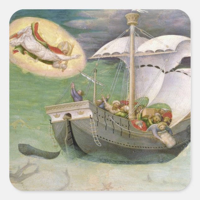 St. Nicholas Saves a Ship from Wreckage Square Sticker (Front)