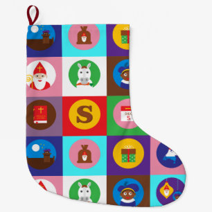 st nicholas Zwarte Piet Large Christmas Stocking