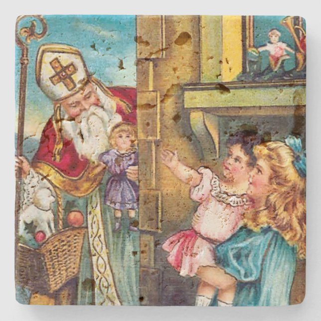 St Nick Delivers Christmas Stone Coaster (Front)