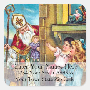 St Nick Delivers Vintage Christmas Address Label
