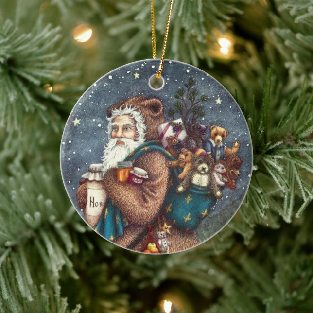 ST. NICK IN TEDDY BEAR SUIT, CHRISTMAS TEDDIES CERAMIC TREE DECORATION (Tree)