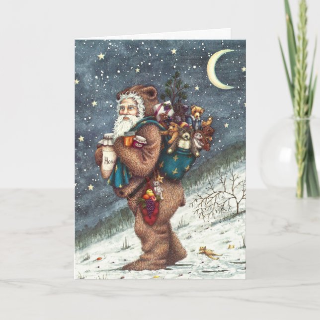 ST. NICK IN TEDDY BEAR SUIT, CHRISTMAS TEDDIES HOLIDAY CARD (Front)