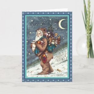 ST. NICK IN TEDDY BEAR SUIT, CHRISTMAS TEDDIES HOLIDAY CARD