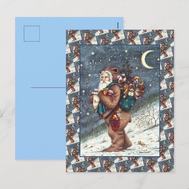 ST. NICK IN TEDDY BEAR SUIT, CHRISTMAS TEDDIES HOLIDAY POSTCARD (Front/Back)