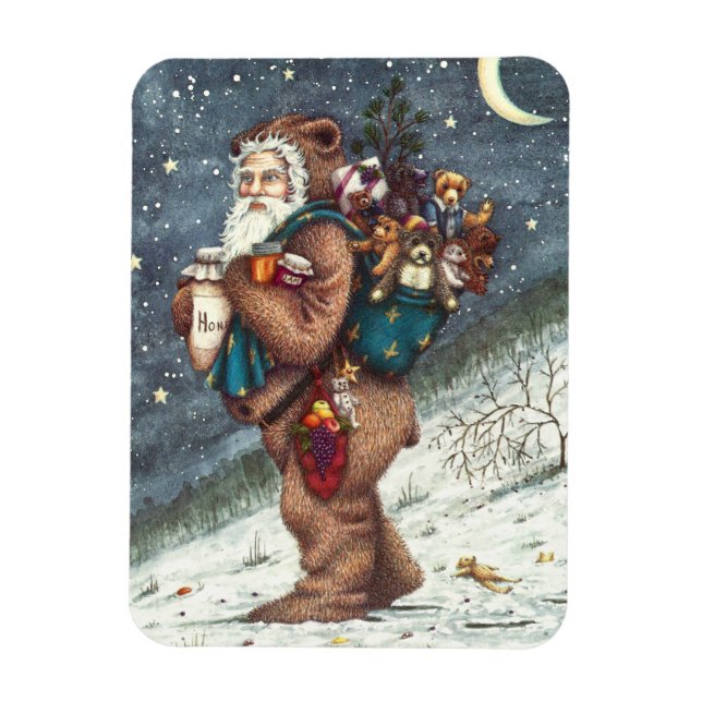 ST. NICK IN TEDDY BEAR SUIT, CHRISTMAS TEDDIES MAGNET (Vertical)