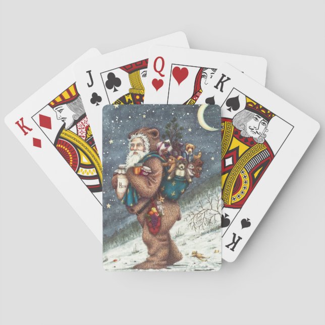 ST. NICK IN TEDDY BEAR SUIT, CHRISTMAS TEDDIES PLAYING CARDS (Back)