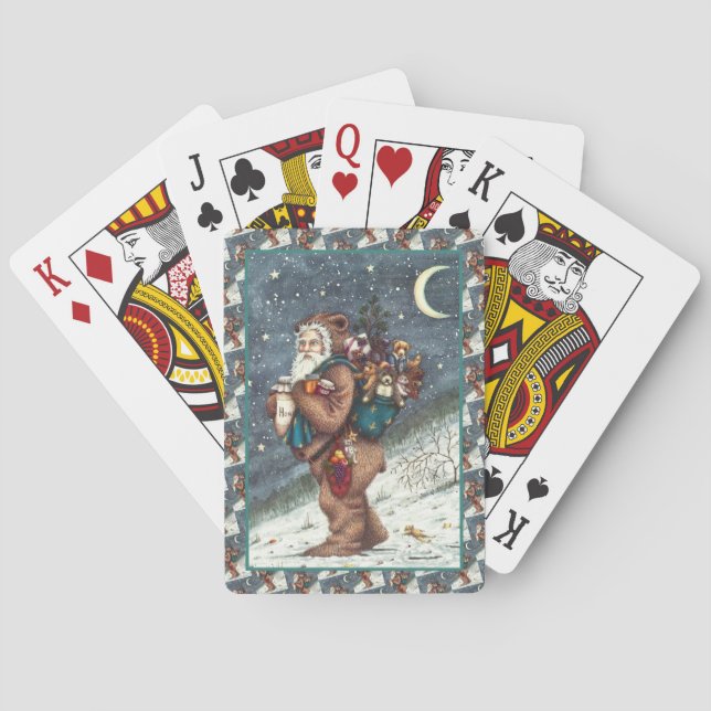 ST. NICK IN TEDDY BEAR SUIT, CHRISTMAS TEDDIES PLAYING CARDS (Back)