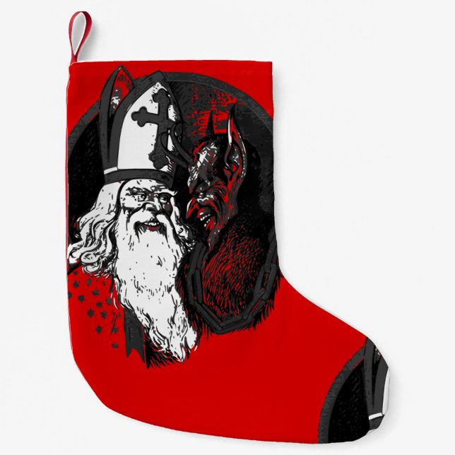 st nick krampus small christmas stocking (Front)