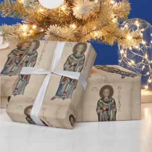 St. Nick Saint Nicholas of Myra Pattern Watercolor Wrapping Paper