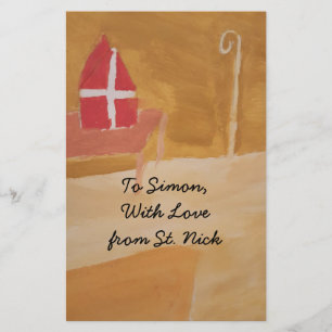 St. Nick's Day Dutch Sinterklaas  Watercolor Mitre Stationery