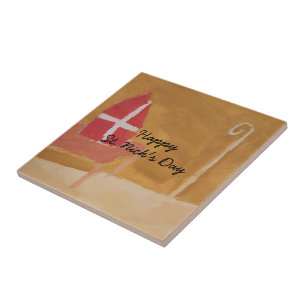 St. Nick's Day Dutch Sinterklaas Watercolor Mitre Tile