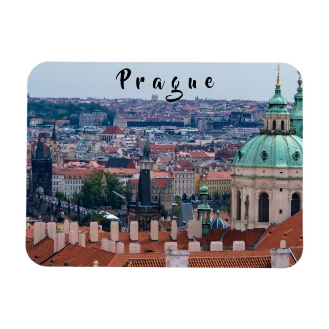 St. Nicolas church and roofs of Prague Magnet (Horizontal)