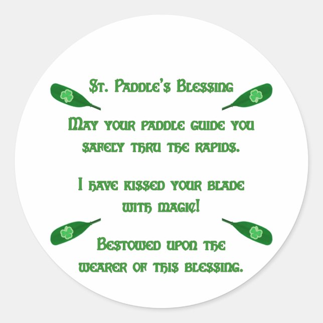 St. Paddle's Kayak Blessing Classic Round Sticker (Front)