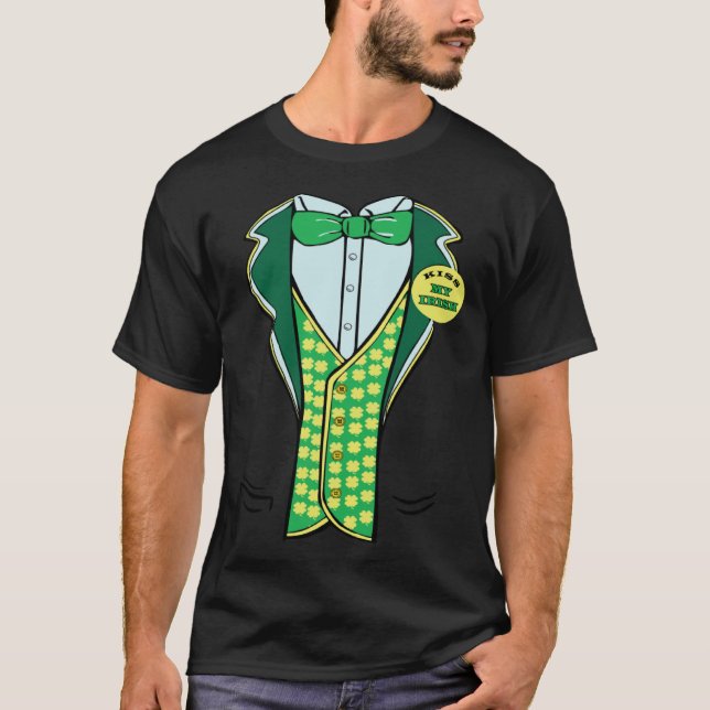 St Paddy s Green Tuxedo  Irish St Patrick s Leprec T-Shirt (Front)