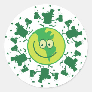 St. Paddy's Day Beer Toast with Leprchauns Classic Round Sticker