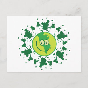 St. Paddy's Day Beer Toast with Leprechauns Postcard