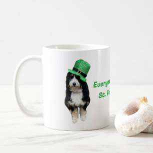 St Paddy's Day Bernedoodle with green party hat Coffee Mug