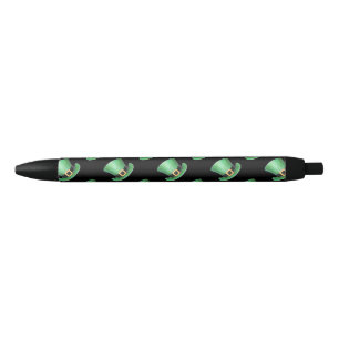 St Paddy's Day Green Top Hat Pattern on Black Black Ink Pen