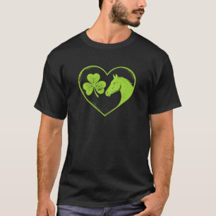 St Paddy's Day Lucky Horse Clover Heart T-Shirt