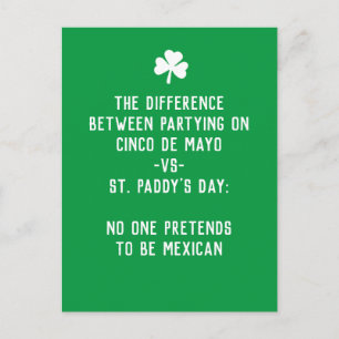 St Paddy's Day vs Cinco de Mayo Postcard