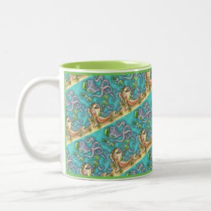St. PADDY'S FISH AND OCTOPUS CHEERS TO GREEN BEER Two-Tone Coffee Mug
