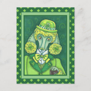 ST. PADDY'S IRISH GREEN FRENCH POODLE, LUCKY DOG HOLIDAY POSTCARD