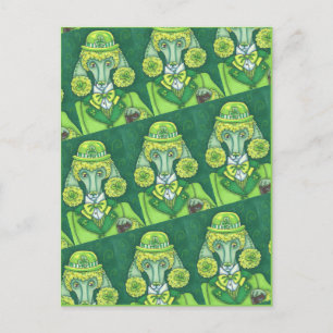 ST. PADDY'S IRISH GREEN FRENCH POODLE, LUCKY DOG HOLIDAY POSTCARD