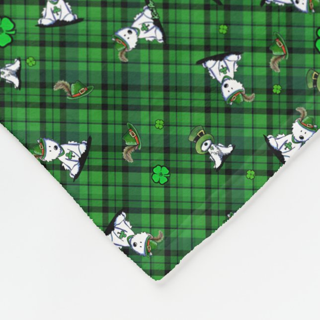 St. Paddy's Westie KiniArt Fleece Blanket (Corner)