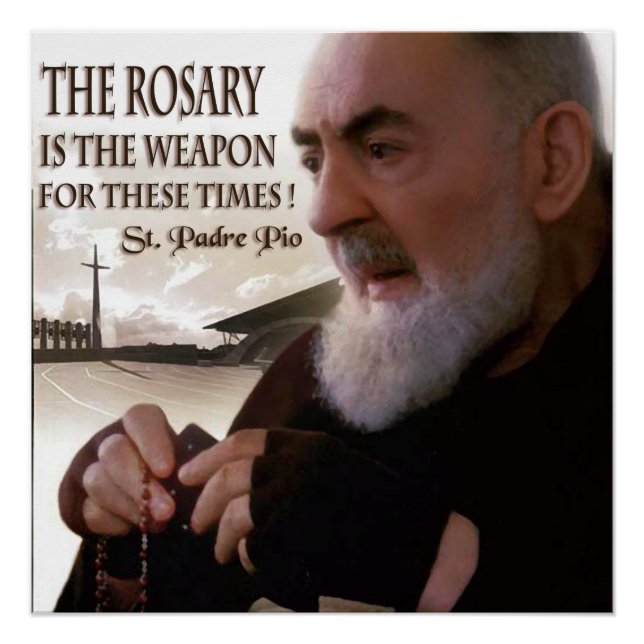 ST PADRE PIO AND THE ROSARY POSTER (Front)