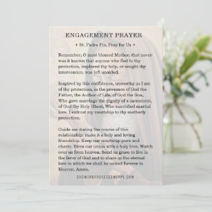 St. Padre Pio Engagement Catholic Prayer  Thank You Card