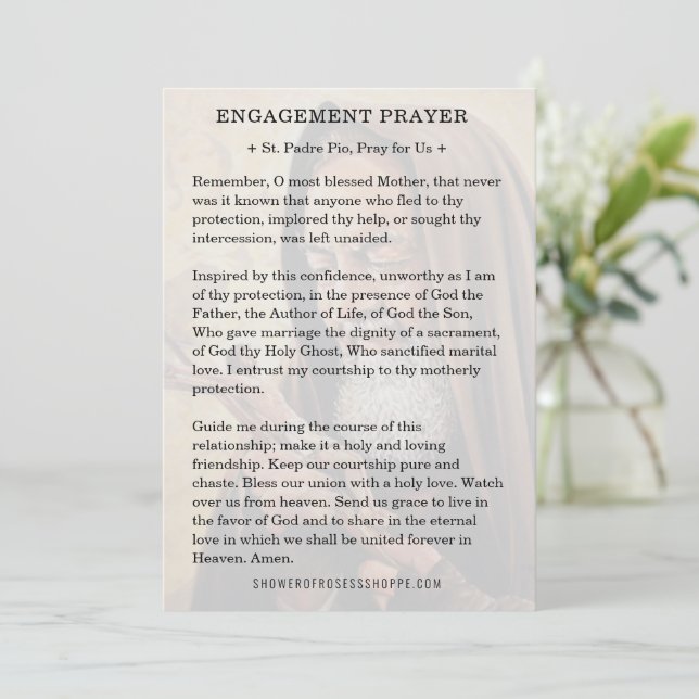 St. Padre Pio Engagement Catholic Prayer  Thank You Card (Standing Front)