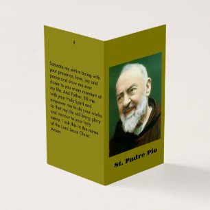 St. PADRE PIO Prayer Card