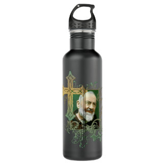 St Padre Pio Prayer Cross Catholics Holy Saints Vi 710 Ml Water Bottle