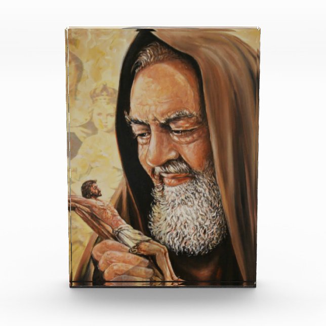 St. Padre Pio Priest Crucifix Jesus Photo Block (Front)