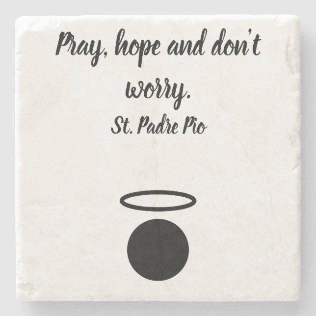 St. Padre Pio Quote Stone Coaster (Front)