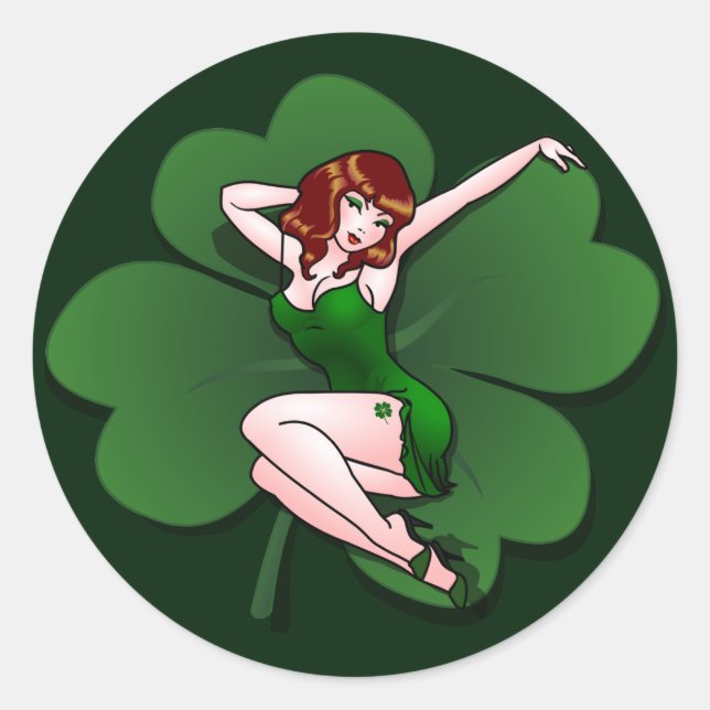 St. Partick's Stickers Lucky Charm Pin-up Sticker (Front)