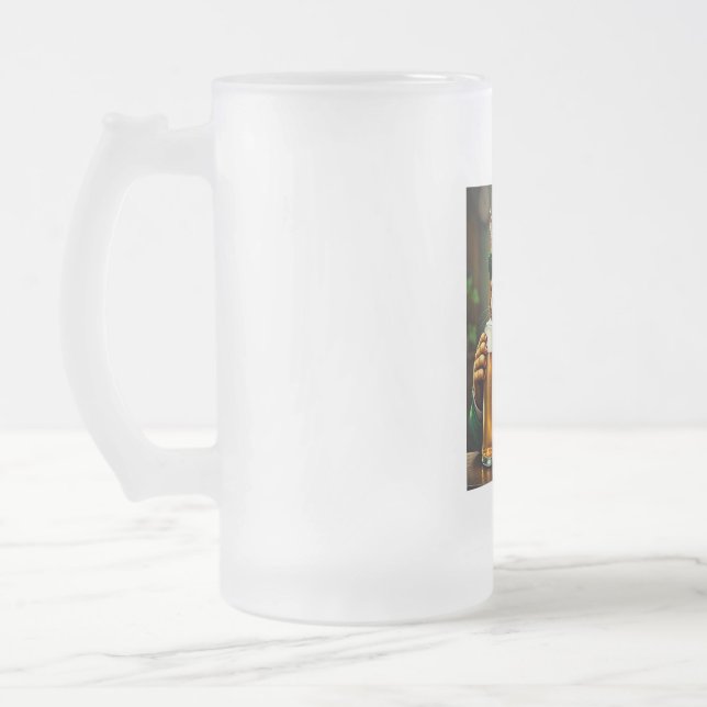 St. Pat Cat Frosted Glass Beer Mug (Left)