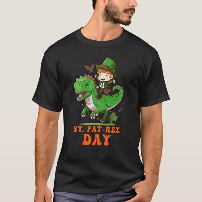 St Pat Rex Day Happy St Patricks Day Rex Leprechau T-Shirt (Front)