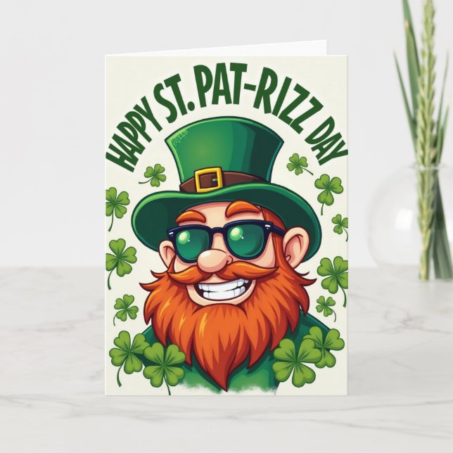St Pat Rizz Day Fun Leprechaun Card (Front)