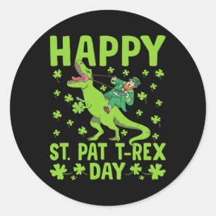 St Pat Trex Day Dinosaur Saint Patricks Day St Pat Classic Round Sticker