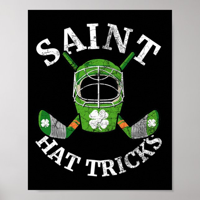 St. Patrick#39;s Day Saint Hat Tricks Hockey Shamr Poster (Front)