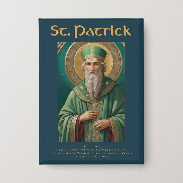 St Patrick Catholic Prayer Button (Front)