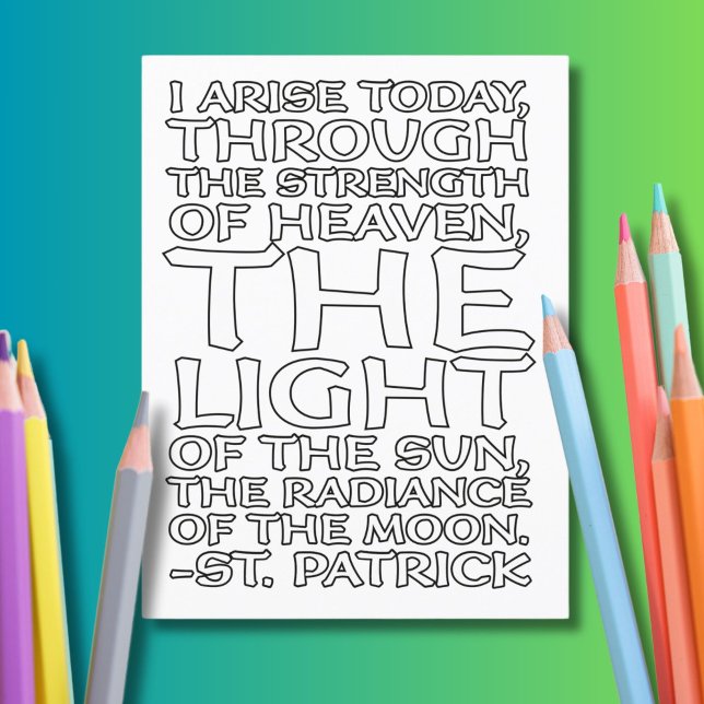 St. Patrick Catholic Prayer Whimsical Colouring  P Postcard (Color this quote from the great St. Patrick and send it to your friends!)