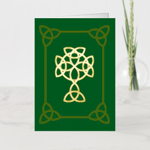 St. Patrick Celtic Cross & Quote   Folded Foil Holiday Card