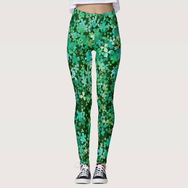 St. Patrick Clover Pattern Leggings (Front)