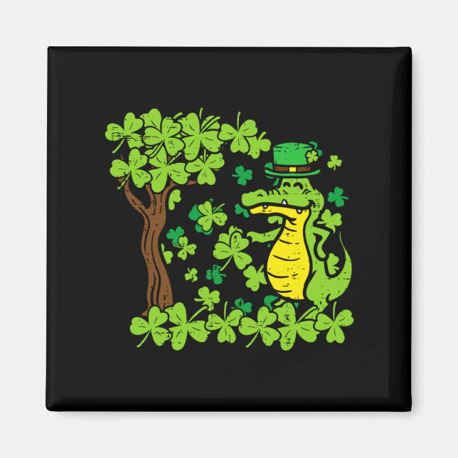 St Patrick Day Alligator Shamrock Saint Pattys Men Magnet (Front)