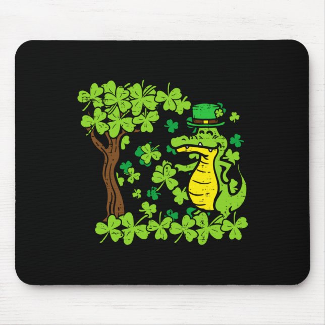 St Patrick Day Alligator Shamrock Saint Pattys Men Mouse Mat (Front)