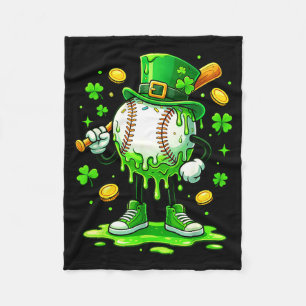 St Patrick Day Baseball Drip Ice Cream Baseball Fleece Blanket