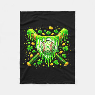 St Patrick Day Baseball Drip Ice Cream Baseball Ho Fleece Blanket